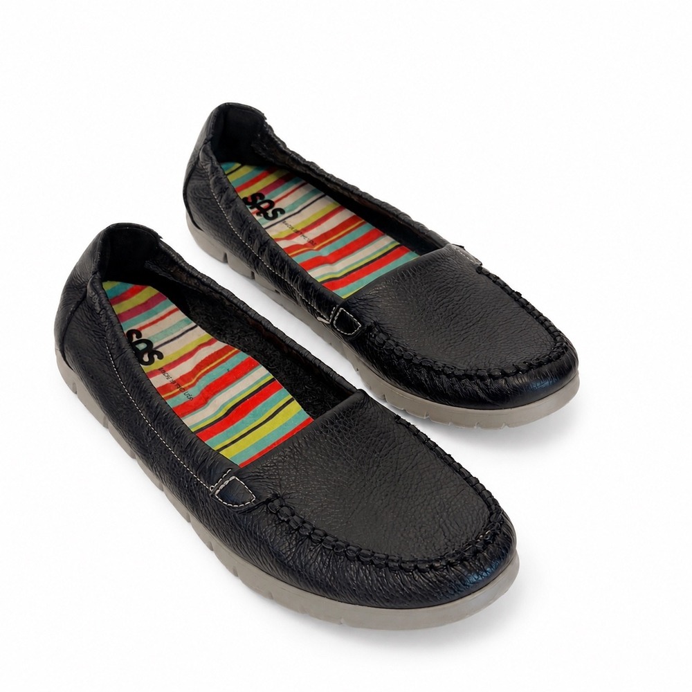 SAS Sunny‎ Black Pebbled Leather Loafers Shoes Womens 10.5 S F6862608 USA